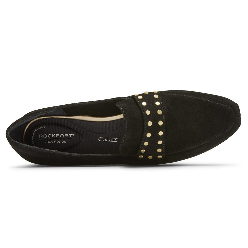 Mocassins Rockport Mulher Pretas - Total Motion Laylani Studded - 12045BYKJ